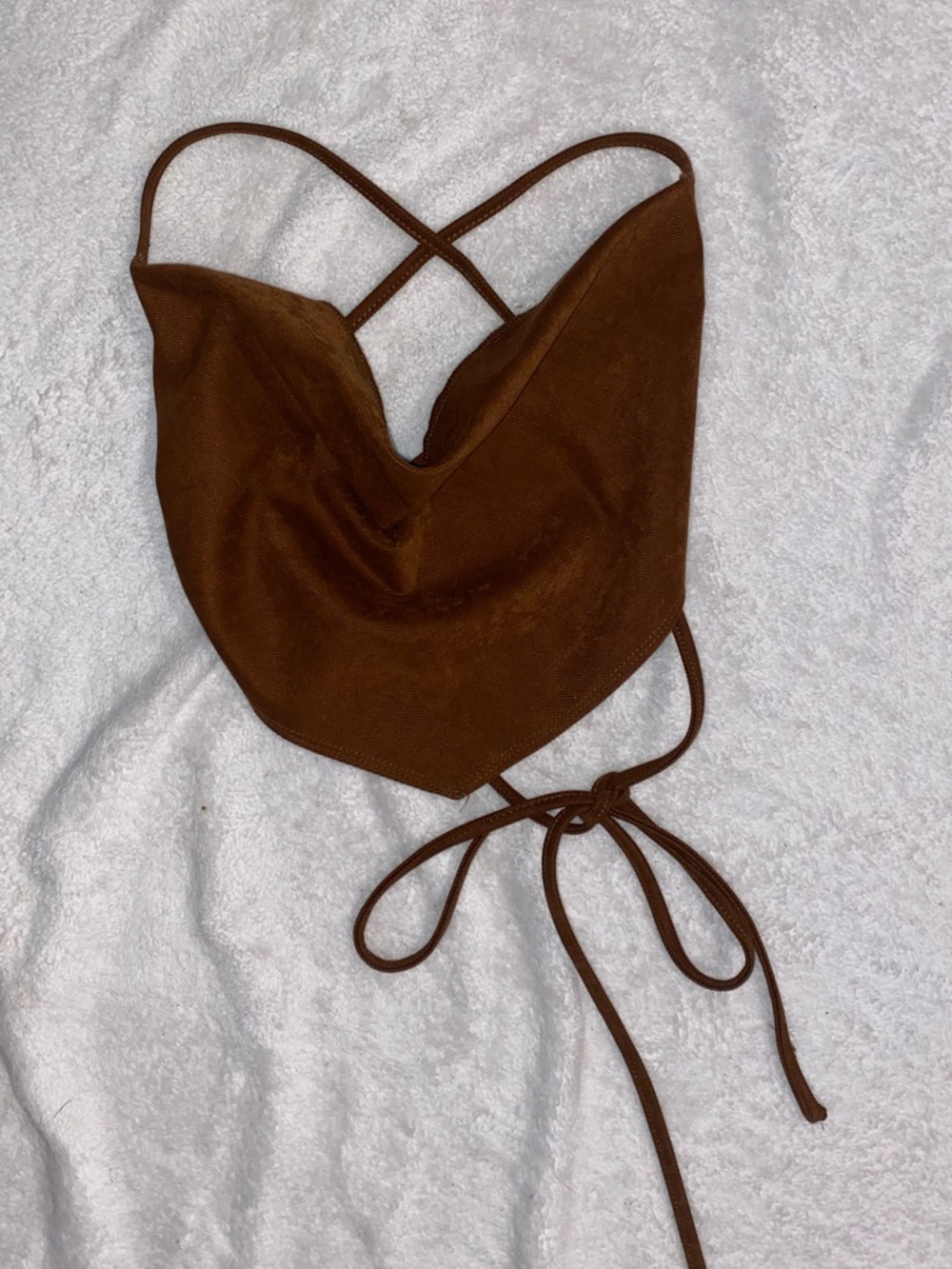 rust orange cowl neck crop top (m)